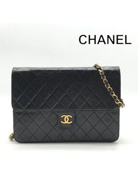Chanel CC Logo Quilted Leather Che Hmm Shoulder Bag LadyBlack